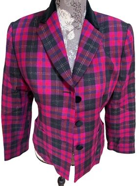 Kasper & Company ASL Blazer Women’s Multicolored Plaid Wool Lined Vintage Size 4